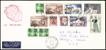 3 lettres AFF divers dont PA50 OBL CAD pointillé "Petite Ile Réunion" (1955) seul sur lettre recommandée avion pour la Suisse. TB