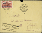 PA n°1 OBL Saint Paul (22.1.1937) sur lettre avec griffe noire 1ère liaison aéropostale Réunion-France (Muller n°5) cote timbres 340€