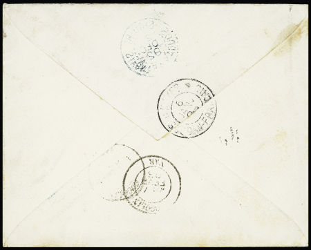 Soudan : Colonies générales n°54 OBL CAD bleu "Siguiri Soudan français" (1892) sur lettre pour Cogolin avec CAD bleu "Soudan-français ligne L n°1". Rare et TB