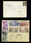 6 plis divers du Soudan (1897 - 1947) dont Sénégambie et Niger n°4 OBL CAD "Médine Soudan Français" (1897) sur carte postale photo "Bœuf porteur". TB