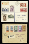 6 plis divers du Soudan (1897 - 1947) dont Sénégambie et Niger n°4 OBL CAD "Médine Soudan Français" (1897) sur carte postale photo "Bœuf porteur". TB