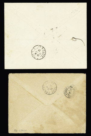 6 plis divers du Soudan (1897 - 1947) dont Sénégambie et Niger n°4 OBL CAD "Médine Soudan Français" (1897) sur carte postale photo "Bœuf porteur". TB