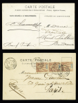 6 plis divers du Soudan (1897 - 1947) dont Sénégambie et Niger n°4 OBL CAD "Médine Soudan Français" (1897) sur carte postale photo "Bœuf porteur". TB