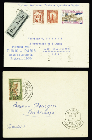 Tunisie : 14 plis (1898 - 1949) dont premiers vols. TB