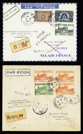 Tunisie : 14 plis (1898 - 1949) dont premiers vols. TB