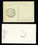 N°111 + 233 OBL hex "Paris 84 B-B" (25.10.30) sur carte postale de l'arrivée de Coste et Bellonte après leur raid Paris-New York + lettre USA (17.9.1930) avec cachet bleu de la visite de Coste et Bellonte à Colombus.
