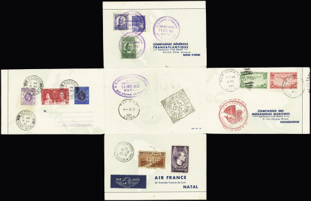 N°262 + 338 OBL 18.10.37 sur dépliant tour du monde