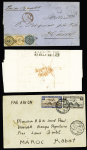 5 lettres diverses dont marque d'entrée "Espagne par St Jean de Luz" et colonies générales n°3 + 4 + 5 sur lettre de la Guadeloupe