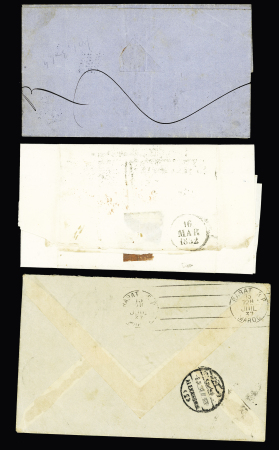 5 lettres diverses dont marque d'entrée "Espagne par St Jean de Luz" et colonies générales n°3 + 4 + 5 sur lettre de la Guadeloupe