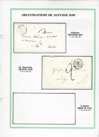 JANVIER 1849, 22 lettres toutes de différentes dates