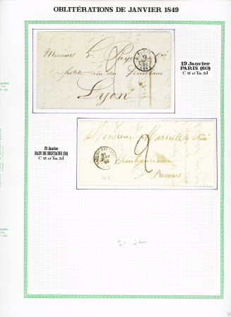 JANVIER 1849, 22 lettres toutes de différentes dates