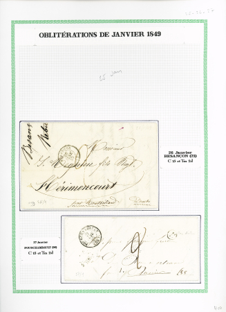 JANVIER 1849, 22 lettres toutes de différentes dates