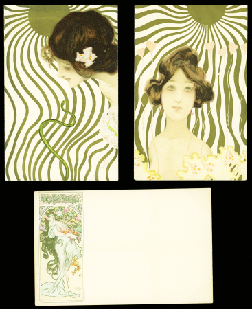 ca1900 Quatre cartes postales Art-Deco dont deux de