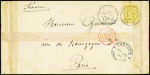 Mixed franking France - Large Dragon : 1883 Large Dragon