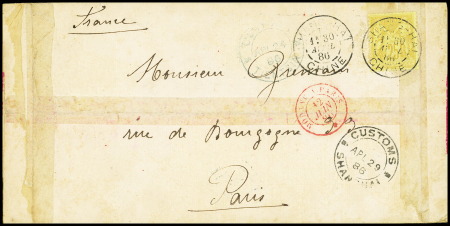 Mixed franking France - Large Dragon : 1883 Large Dragon