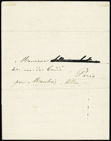 Boules de Moulins : n°28 + 29 OBL GC 4580 + CAD perlé T24 "Missillac (42)" et au verso CAD d'arrivée "6 Paris 6 (60)" (12 fev 71). Nom du destinataire rayé. TB. Cote 3700€++