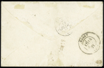 Boule de Moulins : n°29 + 32 OBL GC 3646 + CAD T17 "St Gervais les Bains (89)" (13 janv 71) sur lettre avec au verso CAD de transit d'Annecy et au verso CAD d'arrivée de Paris 18 février 1871 (courrier stocké à Cosn