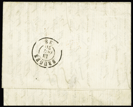 Armand Barbès - n°28 + 29 OBL étoile 4 + CAD "Paris R. d'Enghien" (30 sept 70) sur lettre pour Bruges (Belgique). TB