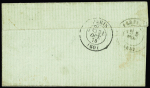 Le Fulton - n°37 OBL GC 4290 + T17 "Vincennes (60)" (31 oct 70) sur rare formule sur papier gris-vert avec mention imprimée "par ballon monté" pour Perpignan avec au verso transit "Paris (60)" (31 oct) et arrivée 5 n