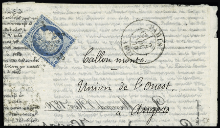 Le Ferdinand Flocon - n°37 OBL étoile muette + CAD "Paris (60)" (2 nov 70) sur correspondance Havas, édition française pour Angers avec arrivée 5 nov. TB