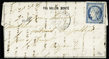 Le Daguerre - n°37 OBL étoile 12 + CAD "Paris Bt Beaumarchais" (11 nov 70) sur formule Le Journal Poste n°3 - pour Guéret (Creuse) sans arrivée. TB. Cote Yvert 1200€++