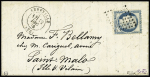 Le Général Renault - n°37 OBL PC du GC 1 + CAD T17 Abbeville (12 dec 70) sur ballon monté pour Saint Malo avec arrivée 16 dec 1870, signé Calves. TB. Cote 3750€