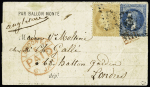 L'Armée de la Loire - n°28 + 29 OBL GC 532 (Bordeaux) sur pli confié (formule Orlandi) pour Londres avec au verso cachet bleu "République française Dartois et Yon aéronautes du gouvernement". RRR et TB