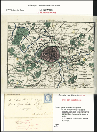 Rarissime plan de Paris ayant voyagéLe Newton - n°29