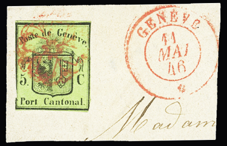 1843-51 Kleine Auswahl Kantonalmarken mit Zürich 6Rp,