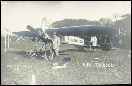 1911 Flugtag Biel, Fotokarte von Taddeoli vor seinem
