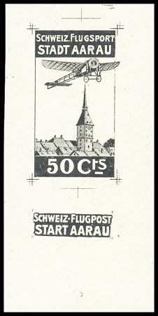 1913 (6. Apr.) Flugtag Aarau, Probeabzug mit Inschrift
