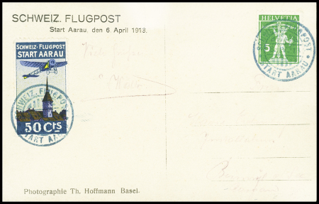 1913 (6. Apr.) Flugtag Aarau, Flugspendemarke 50Cts
