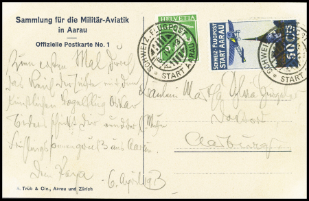 1913 (6. Apr.) Flugtag Aarau, Flugspendemarke 50Cts
