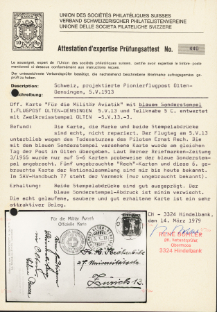 1913 (5. Mai) Flugtag Olten, Offizielle Karte des Schweizer