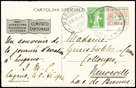 1913 (8 Juni) Flugtag Lugano, Flugpostmarke 25Cts zusammen