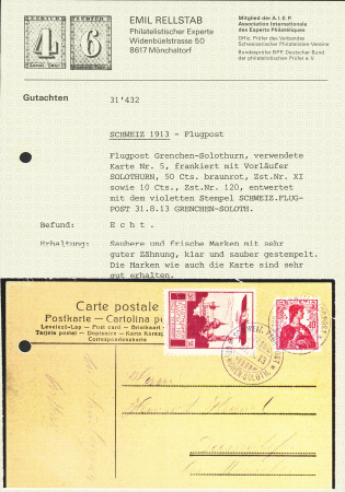 1913 (31. Aug.) Flugtag Grenchen, Flugspendemarke 50Cts