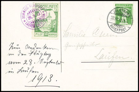 1913 (28. Sept.) Flugtag Laufen, Flugspendemarke 50Cts