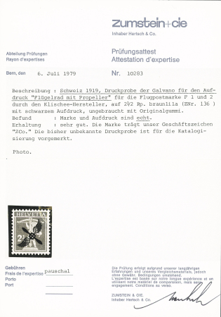 1919 Tellknabe 2 ½ Rp. braunlila, postfrishes Exemplar
