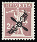 1919 Tellknabe 2 ½ Rp. braunlila, postfrishes Exemplar