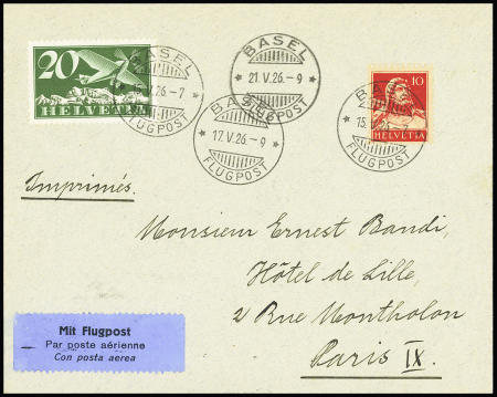 1926 (21. Mai.) Basel - Paris, 10C Tellbrustbild und
