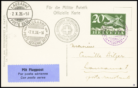 1926 (2. Okt.) Basel - Lausanne, Flugpost 20C gest.