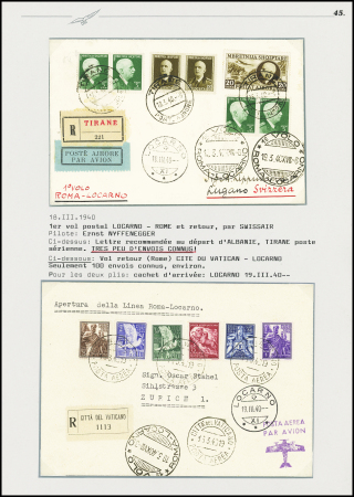1940 (18. Mai) Locarno - Rom, R-Brief von TIRANE /