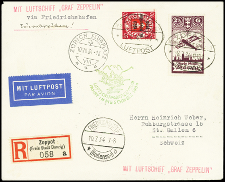 1934 (10. Juli) Zeppelin Schweiz-Fahrt mit Postabwurf
