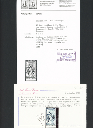 Die drei Ausgaben A, B und C auf Ausstellungsblatt,