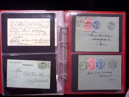 Lot 35 Briefe und Karten in Steckbuch, mit u.a. Buntfrankaturen,