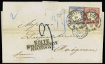 "BOITE AFFRANCHISSEMENT INSUFFISANT" pmk on 1873 cover