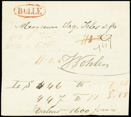 ca1849 - Bulle nach Wohlen - Valorenbrief mit Ovalstempel