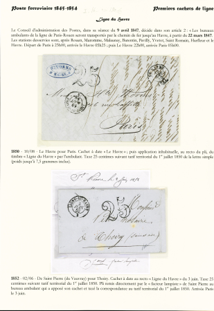 1845-1854 POSTE FERROVIAIRE - Premiers cachets de ligne