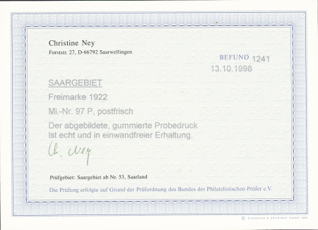 1922 Burbach Steelworks, 25M brown proof on gummed