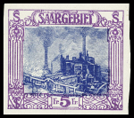 1922 Burbach Steelworks, 5M violet and blue proof on